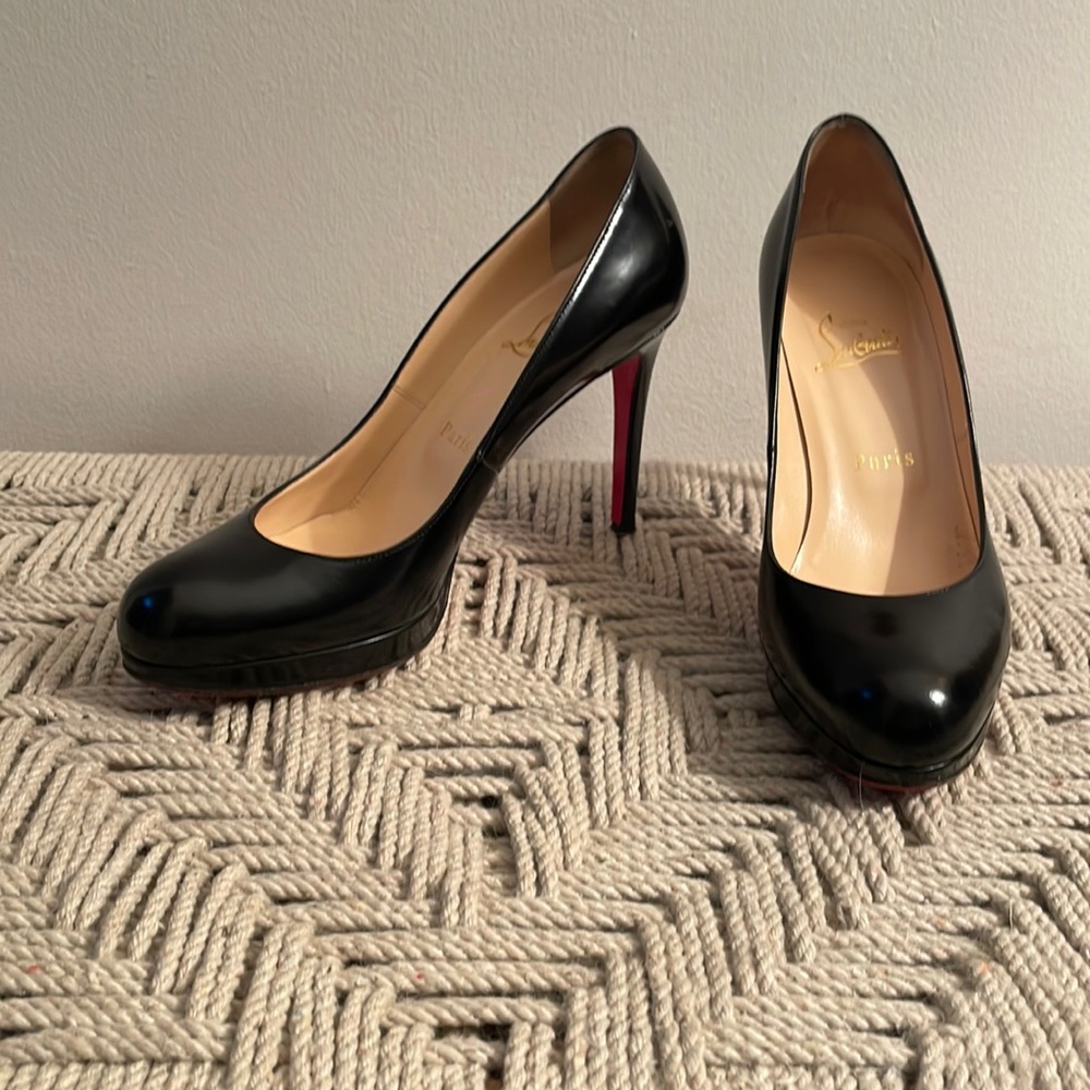 Size 37 black Christian Louboutin 4 inch heels